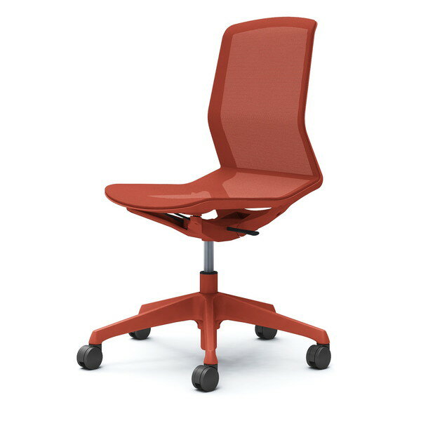 『受注生産品』オカムラ オフィスチェア シナーラ 肘なし オレンジレッド ノーマルナイロンキャスター ..