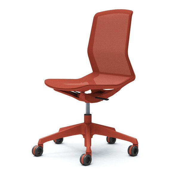 『受注生産品』オカムラ オフィスチェア シナーラ 肘なし オレンジレッド ホローウレタンキャスター CD..
