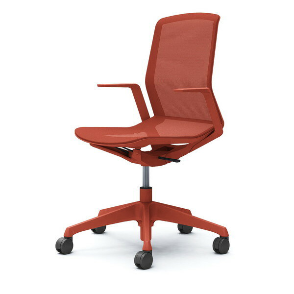 『受注生産品』オカムラ オフィスチェア シナーラ デザインアーム オレンジレッド ノーマルナイロンキ..