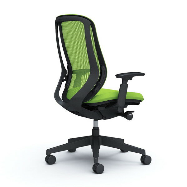 【期間限定ポイント10倍】オカムラ オフィスチェア シルフィー ハイバック ブラックボディ 樹脂脚 背メッシュ アジャストアーム ウレタンキャスター ライムグリーン C685ZR FMP5