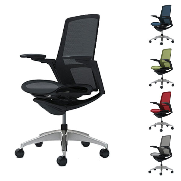 【受注生産品】オカムラ オフィスチェア フィノラ ハイバック 可動肘 メッキ調パネル ブラックボディ ..