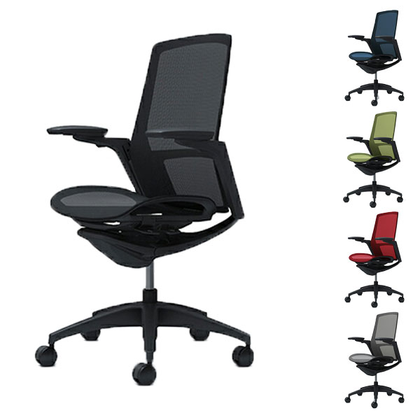 【受注生産品】オカムラ オフィスチェア フィノラ ハイバック 可動肘 ブラックパネル ブラックボディ ブラック脚 座メッシュ ウレタンキャスター C785JR