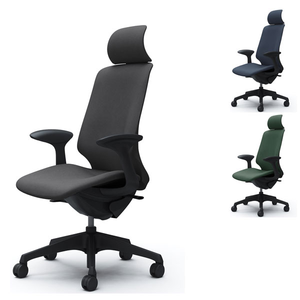 ■ 商品スペック現代のワークスタイルとあなたの身体にフィットするオフィスチェア「Spher(スフィア)」。座るだけで体格にあわせて背もたれと座面が身体を包み込むように変形し、自然と身体にフィットします。座面右下のレバーにより座面の高さ調節が可能です。(ストローク100mm)■3Dフィジカルフィットシェルしなやかさと強度を兼ね備えたインナーシェルを背もたれと座面に使用しています。独自のスリットにより体格に合わせて自然とシェルが変形し、身体をやさしく包み込みます。■異硬度クッション硬さの異なる3種類のウレタンを一体で成型しました。座面の前方は太ももを圧迫しないように柔らかく、後方にはお尻をしっかりサポートする硬めのクッションを採用しました。■アンクルチルトリクライニング背と座がシンクロしてスライドするアンクルチルトリクライニング。リクライニングした時にも太ももなどを圧迫することなく、自然な姿勢をサポートします。(リクライニング角度20度)■デザインアーム(スムースフィッティングアーム)タブレット端末やスマートフォンで仕事をする際に快適な姿勢がとれるように、内側に丸みを帯びたデザインです。デバイスを使用しているときに柔らかく肘や腕を支えます。サイズW648×D570×H1148〜1248(SH423〜523)mm脚外径：Φ700mm重量材質背座インナーシェル・肘・脚：樹脂成型品支基：スチールキャスター：Φ60ナイロンキャスター機能アンクルチルトリクライニング座面高さ調節形態完成品備考シリーズ名：Spher(スフィア)座面奥行調節無、グリーン購入法適合品※ルート配送の為、時間指定はできません。※受注生産品の為、ご注文のキャンセルは承れませんので十分ご注意ください。※お客様都合による返品・交換はお受けしておりません。※イメージ画像のその他の家具・小物は付属しておりません。※商品は原則、1階(軒先)または車上渡しとなります。【検索キーワード】GG2027 G17015 G17016 G17017 CT2GAA FXW0 FXW4 FXW5 オカムラ 岡村 OKAMURA スフィア Spher SPHER EXハイバック EXハイ エクストラハイバック ブラックボディ 固定肘 肘付き デザインアーム スムースフィッティングアーム 座調節無 座面奥行調節無 ノーマルナイロンキャスター ナイロンキャスター インターロック ファブリック ダークグレー インディゴ ダークグリーン リクライニング オフィスチェア オフィス 家具 オフィス家具 チェア 椅子 いす イス テレワーク 在宅 リモートワーク SOHO 在宅勤務 リモート 20220809新商品スフィア