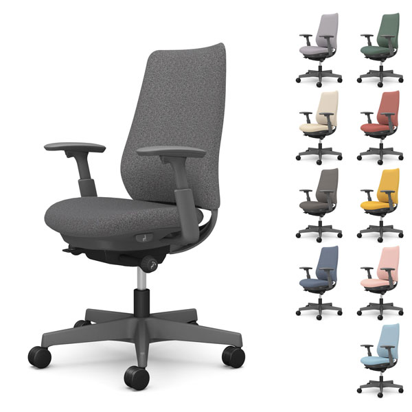 【ポイント10倍】オカムラ オフィスチェア ポータム スタンダードバック ダークグレーフレーム 背クッション 可動肘 ウレタンキャスター インターロック CF83ZA FXW