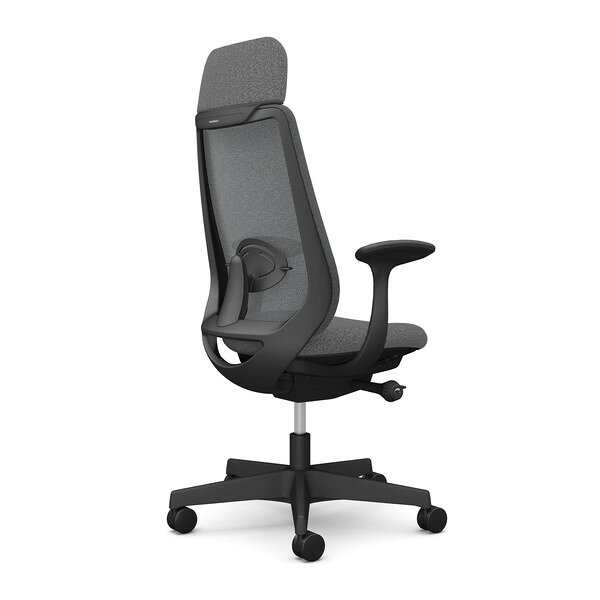 【ポイント10倍】オカムラ チェア ポータム エクストラスタンダードバック ブラックフレーム 背メッシュ ランバーサポート有 固定肘 ナイロンキャスター インターロック CF25XS F1K [3]