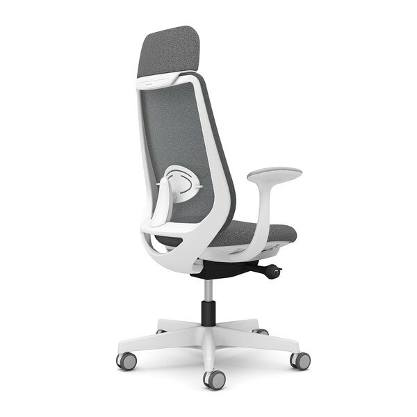 【ポイント10倍】オカムラ チェア ポータム エクストラスタンダードバック ホワイトフレーム 背メッシュ ランバーサポート有 固定肘 ウレタンキャスター インターロック CF25ZZ F1K [2]