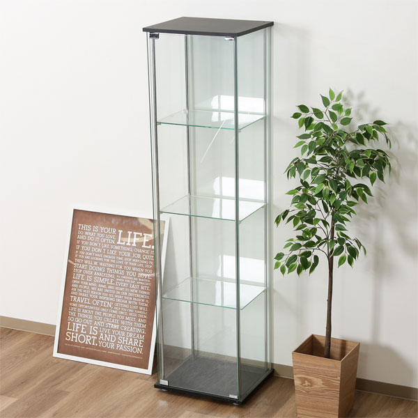 不二貿易 ガラスコレクションケース 4段 ブラウン TMG-G21 ディスプレイ ガラスケース ガラス製 ラック 収納 透明 [2]