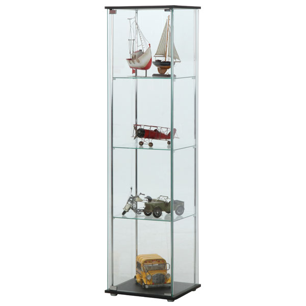 不二貿易 ガラスコレクションケース 4段 ブラウン TMG-G21 ディスプレイ ガラスケース ガラス製 ラック 収納 透明 [3]