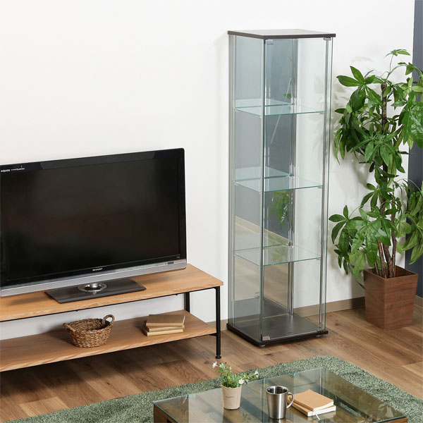 不二貿易 ガラスコレクションケース 4段 背面ミラー ブラウン TMG-G21 ディスプレイ ガラスケース ガラス製 ラック 収納 透明 [3]