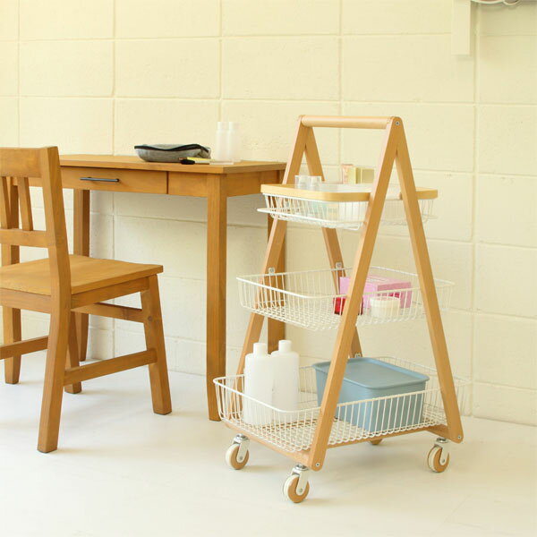 弘益 LIV キャリーバスケットワゴンM W355×D545×H865mm ホワイト LIV-CM3(WH)[ リヴ 収納 ワゴン リビング ランドリー キッチン シンプル ] [2]
