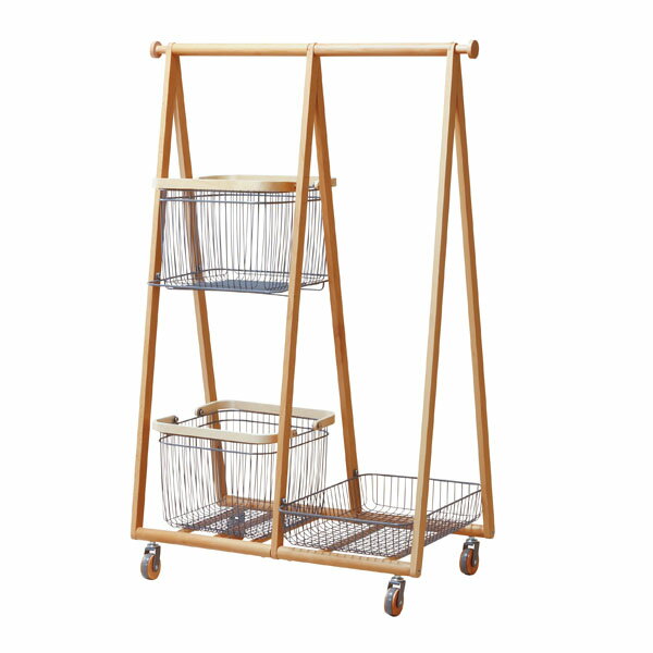 弘益 LIV キャリーバスケットハンガーR W805×D425×H1195mm グレー LIV-CR3(GR)[ リヴ 収納 ハンガーラック 衣類収納 コンパクト シンプル ]