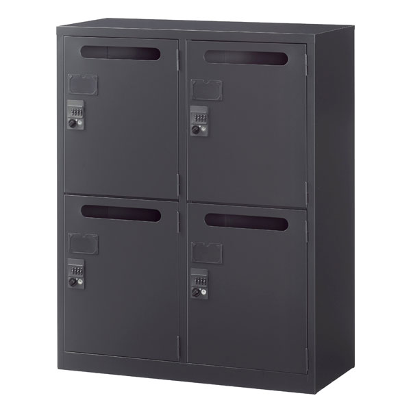 生興 ASKシリーズ 4人用メールボックス ブラック 下置用 W880×D400×H1110mm ASK-34M4[ オフィス家具 収..