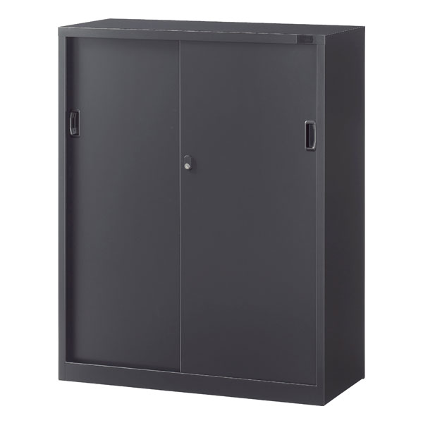 Rakuten - 生興 ASKシリーズ 引戸書庫 ブラック 下置用 W880×D400×H1110mm ASK-34S[ オフィス家具 収納 収納家具 書庫 スチール書庫 ]