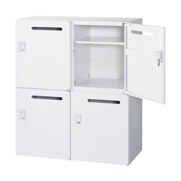 【受注生産品】生興 クウォール 4人用メールボックス 履歴対応IC錠 下置用 W900×D400×H1050mm RW4-N410P-CR[ オフィス家具 収納 収納家具 ]