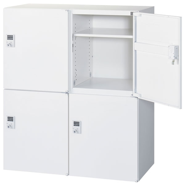 Rakuten - 【受注生産品】生興 クウォール 4人用パーソナルボックス ボタン錠 下置用 W900×D450×H1050mm RW45-N410H-B[ オフィス家具 収納 収納家具 ]