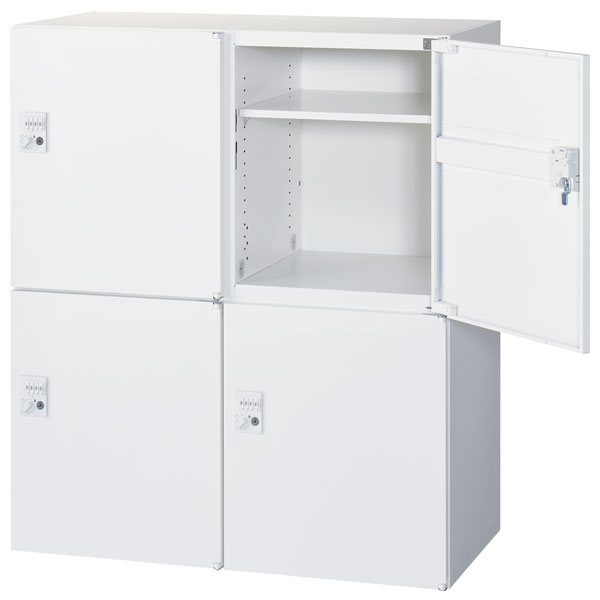 乐天商城 - 生興 クウォール 4人用パーソナルボックス ダイヤル錠 下置用 W900×D450×H1050mm RW45-N410H-D2[ オフィス家具 収納 収納家具 ]