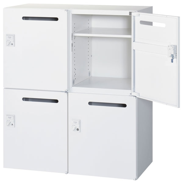 Rakuten - 【受注生産品】生興 クウォール 4人用メールボックス 履歴対応IC錠 下置用 W900×D450×H1050mm RW45-N410P-CR[ オフィス家具 収納 収納家具 ]