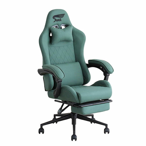 ゲーミングチェア SeAGA-SE グリーン 東馬 椅子 チェア メッシュ ファブリック オットマン デスクチェア リクライニングチェア オフィスチェア ゲームチェア PCチェア