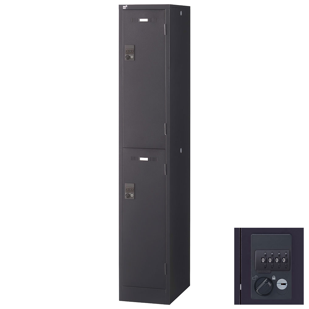 Rakuten - ロッカー 更衣室 スチール スチールロッカー SLDKロッカー 2段 2人用 ダイヤル錠 ブラックサテン 黒 SLDK-2S-D3 生興