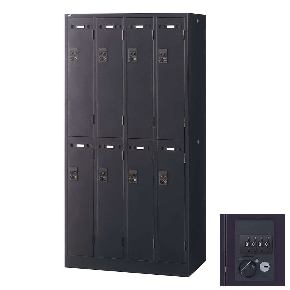 乐天商城 - ロッカー 更衣室 スチール スチールロッカー SLDKロッカー 8人用 ダイヤル錠 ブラックサテン 黒 SLDK-8-D3 生興