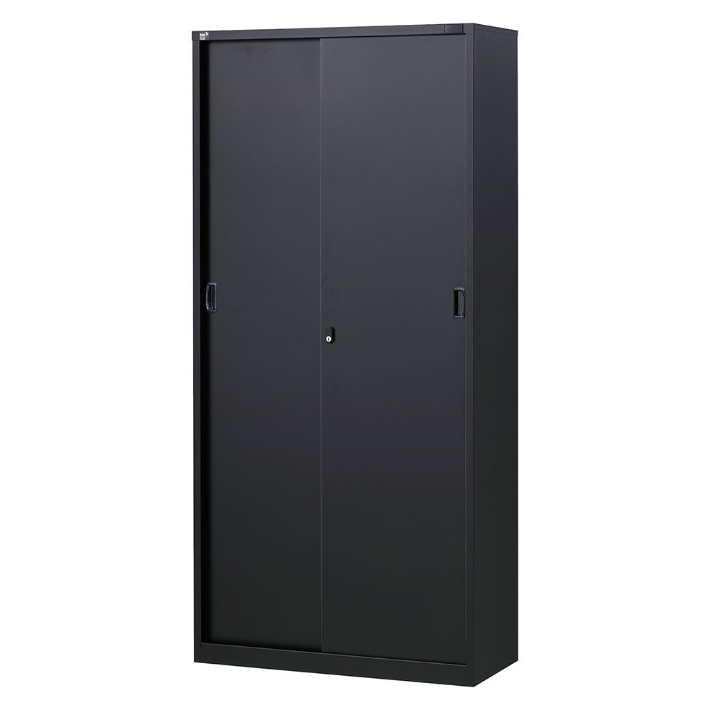 Rakuten - 書庫 ALZシリーズ スチール引戸書庫 H1860mm ブラック ALZK-S36 スチール書庫 A4 黒 上品 おしゃれ 日本製 国産 完成品 生興