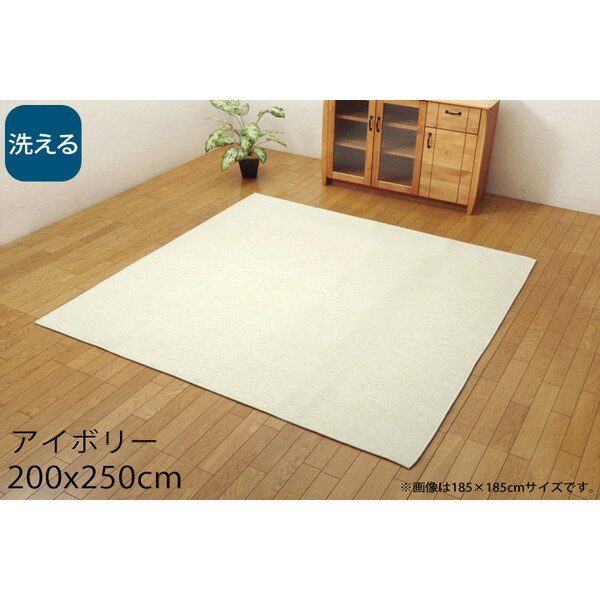 乐天商城 - イケヒコ モデルノ 洗える ラグカーペット 200×250cm アイボリー MDRN200250 [ オールシーズン カーペット ラグ マット 撥水 シェニール織 軽量 ホットカーペット対応 床暖房対応 ]