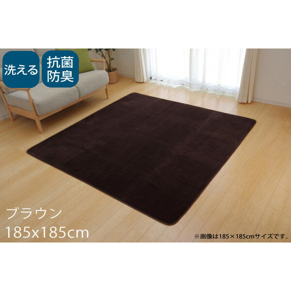 Cotton, Indian Cotton - イケヒコ ピオニー 洗える 抗菌防臭 ラグ 2畳 185×185cm ブラウン PON185185 [ オールシーズン カーペット マット 抗菌 防臭 軽量 ホットカーペット対応 床暖房対応 ]
