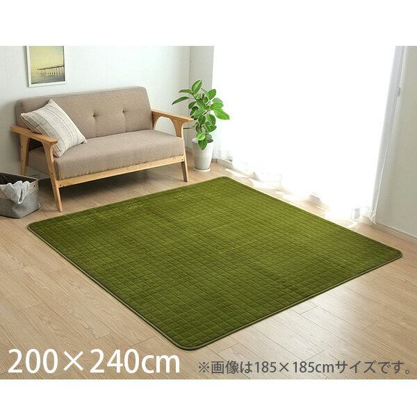 Character Pattern - イケヒコ レイヤー キルトラグ アルミシート入 ホットカーペット対応 長方形 200×240cm グリーン LYR240