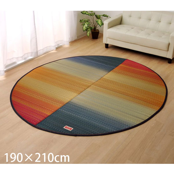 乐天商城 - イケヒコ 純国産 い草カーペット Fジョイ 楕円 約190×210cm レッド [ 国産 い草ラグ ラグ カーペット 楕円形 カラフル ]