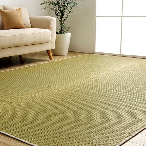 Loop Carpets - イケヒコ DXプレーン い草ラグ 191×191cm 敷物 ラグ い草 シンプル 市松柄 ナチュラル 日本製