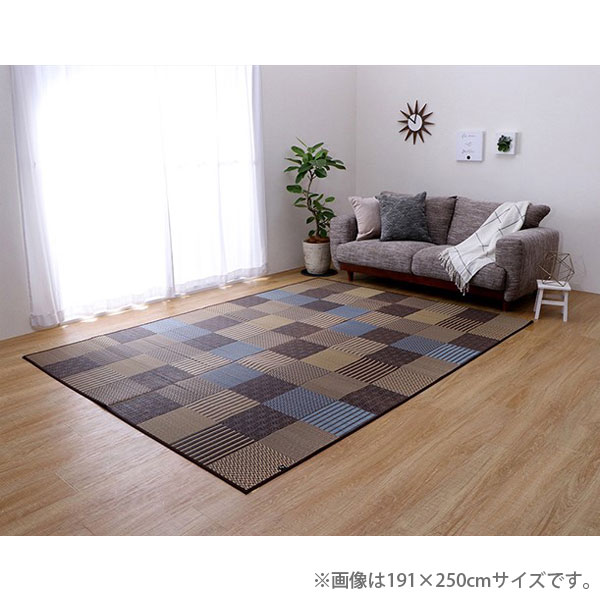 Rakuten - イケヒコ 京刺子 い草ラグ 正方形 191×191cm ブラウン 敷物 ラグ い草 パッチワーク風 おしゃれ モダン 日本製