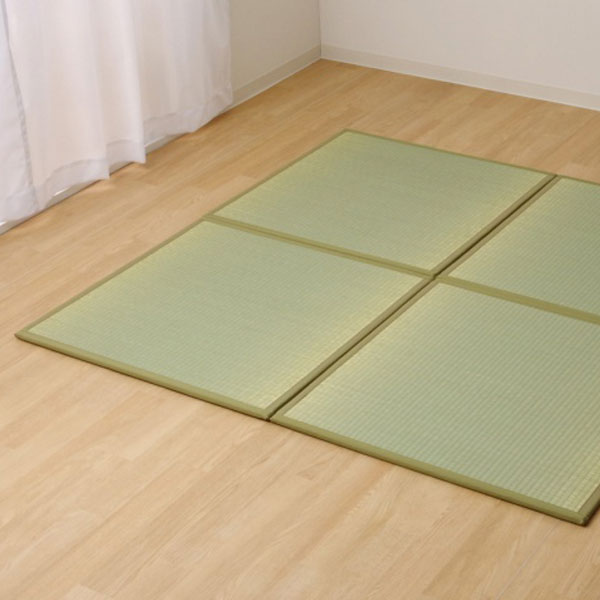 イケヒコ い草 ユニット畳 半畳サイズ 82×82cm 4枚組 ナチュラル 敷物 畳 たたみ 置き畳 和風 連結 軽量 日本製