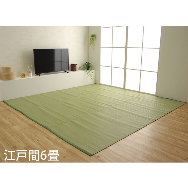 Rakuten - イケヒコ ポリプロピレンラグ リリーフ 江戸間6畳 (261×352cm) グリーン RLF261352 [ 洗える PPラグ ラグ カーペット 国産 日本製 ]