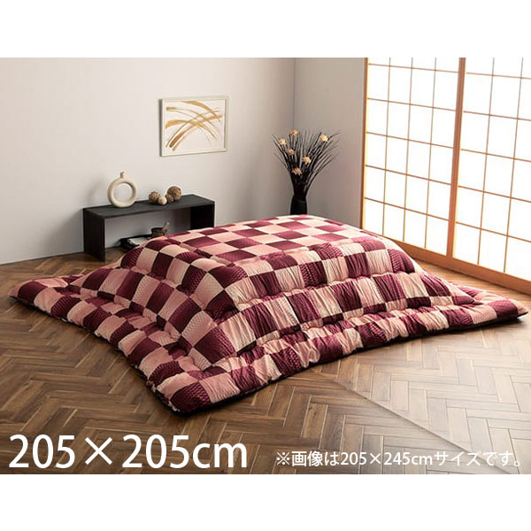 イケヒコ 大河 こたつ布団 市松模様 正方形 205×205cm ピンク G6032809 [ こたつ 掛け布団 厚掛け 和モダン 日本製 ]