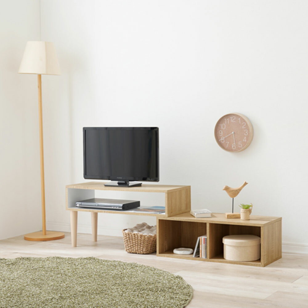 Rakuten - テレビ台 テレビボード コーナー ディスプレイラック おしゃれ 木製 伸縮式TV台 ナチュラル/ホワイト VTV-7260NA 萩原