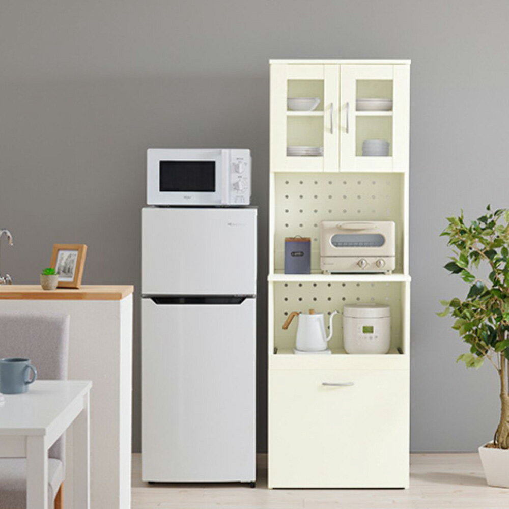 乐天商城 - キッチンボード スリム 180cm 家電収納 コード穴 ワゴン付き ホワイト RCC-1903WH 萩原