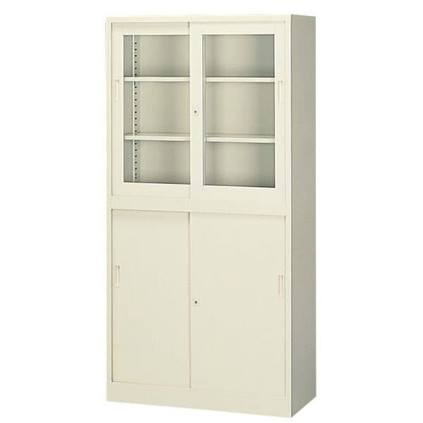 Rakuten - 生興 スタンダード書庫 コンビ引違書庫(D400) W880×D400×H1790 G-36HG [書庫 引戸書庫 引き違い書庫 スチール書庫 収納家具 オフィス家具 事務所 キャビネット 書棚 本棚 シェルフ 収納 オフィス収納 業務用]