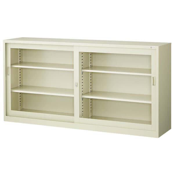 Rakuten - 生興 スタンダード書庫 ガラス戸引違書庫(D400) W1760×D400×H880 G-63SG[書庫 引戸書庫 引き違い書庫 スチール書庫 収納家具 オフィス家具 事務所 キャビネット 書棚 本棚 シェルフ 収納 オフィス収納 業務用]
