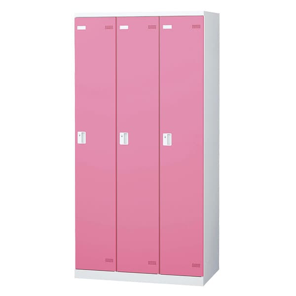 Rakuten - 【受注生産品】 生興 SLBロッカー(扉ピンク) 3人用 ボタン錠 W900×D515×H1800mm SLBP-3-B