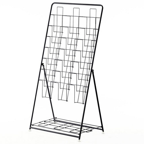 アール・エフ・ヤマカワ パンフレットスタンド 7段 トリプル ブラック RFPFS-TRBK