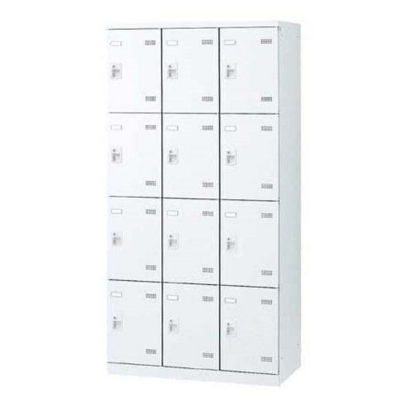 生興 SLBロッカー(扉ホワイト) 3列4段 12人用 シリンダー錠 W900×D515×H1800mm SLBW-12-S2