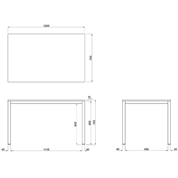 R・Fヤマカワ ミーティングテーブル W1200×D750×H700mm RFD-1275TL [会議用テーブル 会議テーブル 会議用デスク 会議デスク 休憩室 食堂 オフィス用 会議室 ワーキングテーブル 作業テーブル 作業机 テーブル] [3]