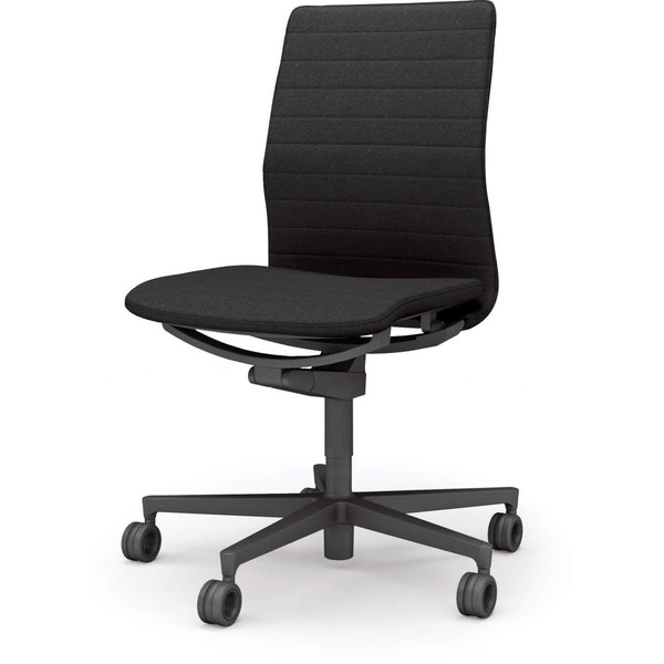 【受注生産品】 コクヨ(KOKUYO) オフィスチェア FABRE(ファブレ) ローバック ストライプタイプ ブラック脚 ブラックフレーム 肘なし ブラック C01-B102CU-BE6E61