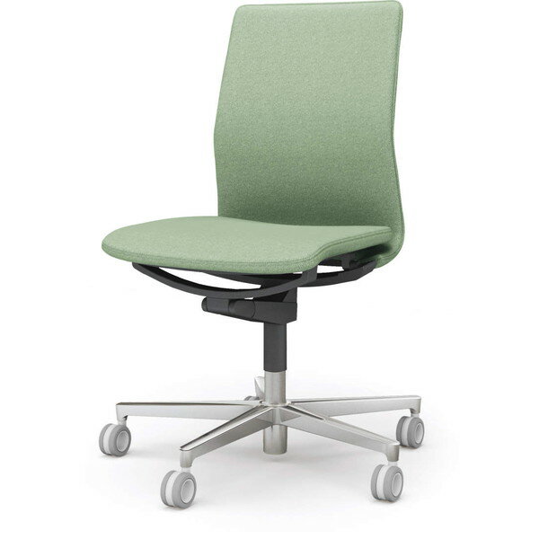 【受注生産品】 コクヨ(KOKUYO) オフィスチェア FABRE(ファブレ) ローバック プレーンタイプ ポリッシュ脚 ブラックフレーム 肘なし オパールグリーン C01-P101CU-B2J2J1