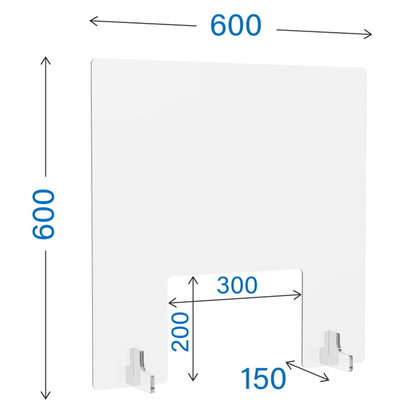 R・Fヤマカワ アクリル衝立 窓付き クリアタイプ W600×D150×H600mm AP-6060