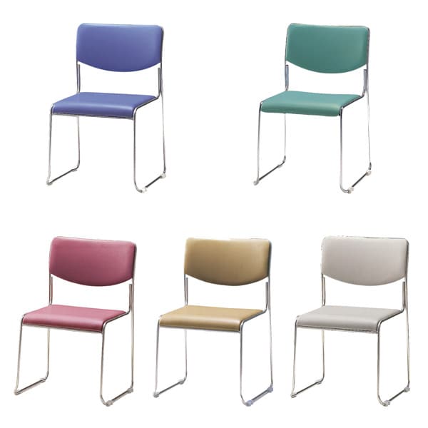 サンケイ スタッキングチェア ミーティングチェア ループ脚 ステンレス 肘なし ビニールレザー張り 同色4脚セット CM331-CX[会議イス 学校 体育館 公民館 チェア いす 椅子 集会場 業務用 会議用椅子 会議椅子 会議室 オフィス家具] [2]