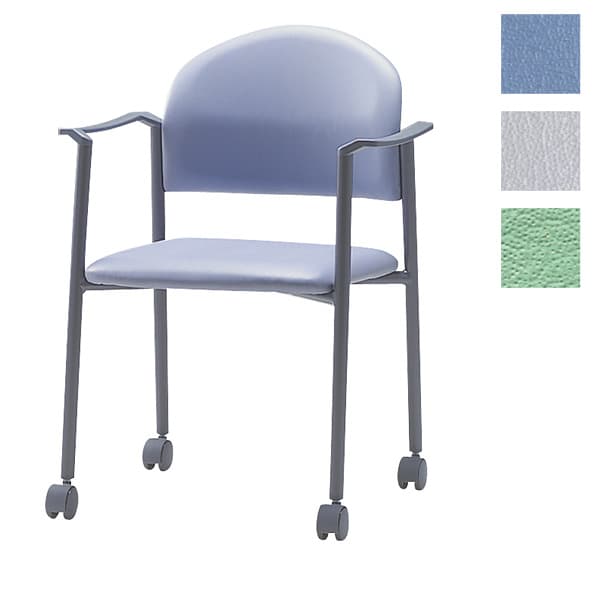 サンケイ ミーティングチェア 会議椅子 4本脚 キャスター付 粉体塗装 肘付 ビニールレザー張り CM219-MXC 会議イス 学校 体育館 公民館 チェア いす 椅子 集会場 業務用 会議用椅子 会議室 キャスターつき オフィス家具 オフィス用 オフィス用品