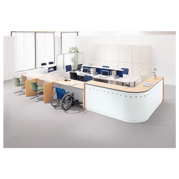 【受注生産品】ライオン事務器 ビジネスカウンター IMシリーズ ハイカウンター 引戸タイプ 錠付き 木目/ホワイト W1800×D454×H950mm IMH-18S-MW 521-12 [収納家具 引戸書庫 引き違い書庫 オフィス家具 事務所 キャビネット 書棚 本棚 シェルフ オフィス収納 業務用] 3