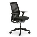 Steelcase Think シンク チェア フレームブラック 背3Dニット 座布張り 固定肘 エボニー 465A300BFM[ オフィスチェア テレワーク ...