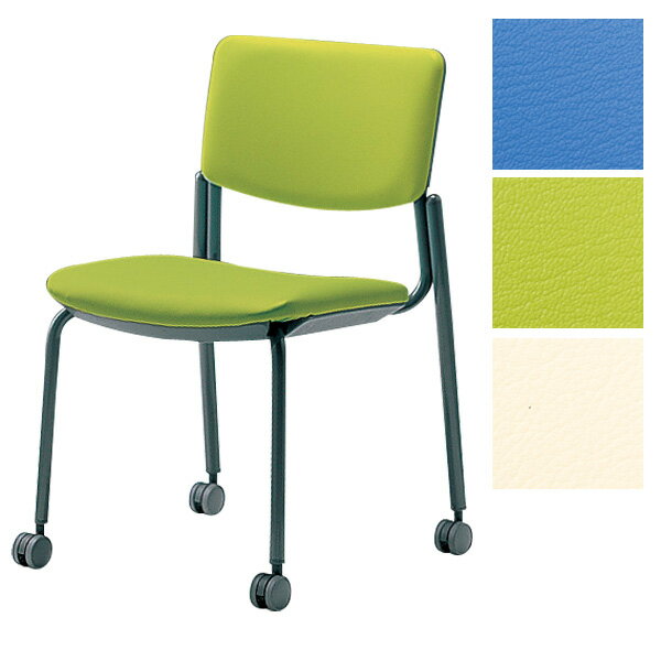 【受注生産品】サンケイ ミーティングチェア 会議椅子 4本脚 キャスター付 粉体塗装 肘なし ビニールレザー張り CM350-MXC [会議イス 学校 体育館 公民館 チェア いす 椅子 集会場 業務用 会議用椅子 会議室 キャスターつき オフィス家具 オフィス用 オフィス用品]